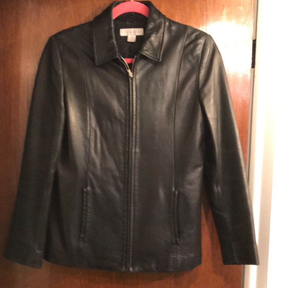 Women’s black leather jacket
